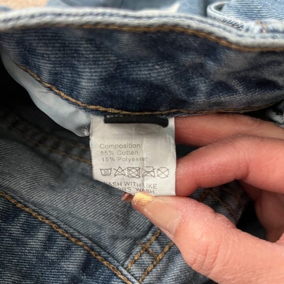 SHEIN PETITE Ripped Frayed Cut Out Straight Leg Jeans Blue Dark Wash sz. XXS - Picture 6 of 6